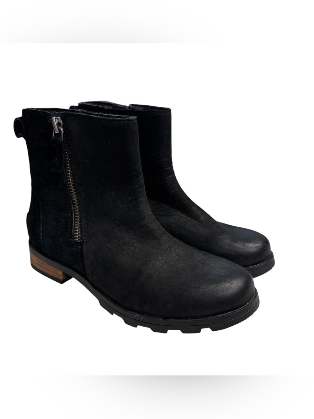 Sorel Emelee Zip Black Ankle Zip Booties Size 6.5